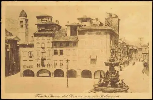 Cartoline Trient Trento Trento Piazza del Duomo con via Bellenzani 1911