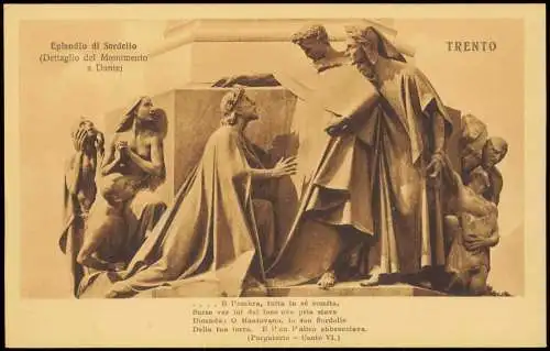 Trient Trento Episodio di Sordello (Dettaglio del Monumento a Dante) 1920