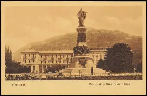 Trient Trento Ortsansicht Denkmal, Monumento a Dante, visto di tergo 1920