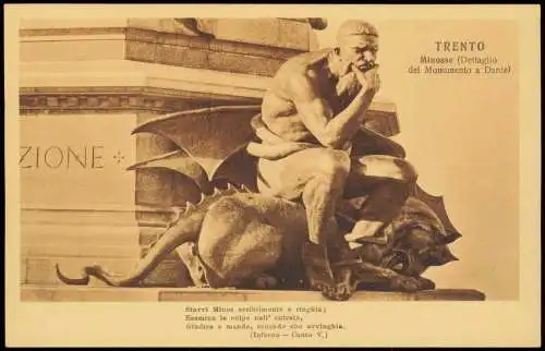 Cartoline Trient Trento Minosse (Dettaglio del Monumento a Dante) 1920