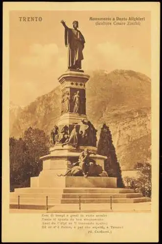 Trient Trento Monumento a Dante Alighieri (Scultore Cesare Zocchi) 1920