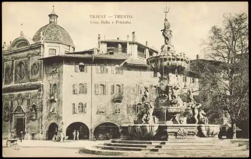 Cartoline Trient Trento Ortsansicht Casa Bella e Fontana 1910