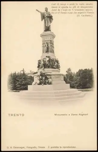 Cartoline Trient Trento Monumento a Dante Alighieri, Denkmal 1900