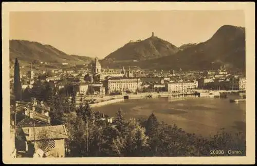 Cartoline Como Panorama-Ansicht, Stadtansicht aus der Vogelschau 1910