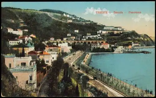 Cartoline Triest Trieste Panorama-Ansicht Barcola 1910