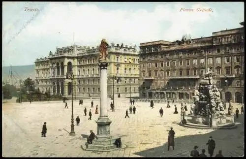 Cartoline Triest Trieste Piazza Grande, Ortsansicht 1910