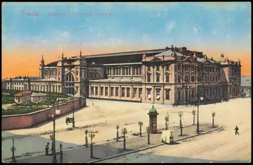 Cartoline Triest Trieste Stazione ferrovia dello stato (Bahnhof) 1910