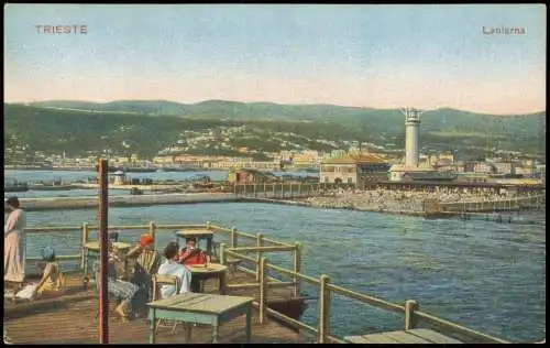 Triest Trieste Panorama-Ansicht, Lanterna, Partie mit Leuchtturm 1910