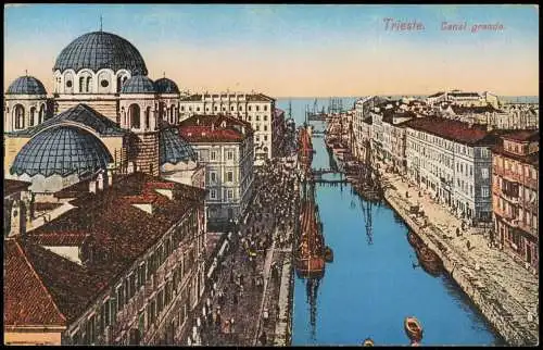 Triest Trieste Panorama-Ansicht, Canal grande, Kanal-Partie 1910