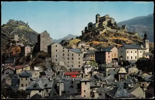 Sion Sitten Vue générale avec le Château de Tourbillon l'Eglise de Valère 1960