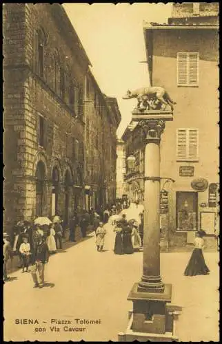 Cartoline Siena Piazza Tolomei con Via Cavour 1910