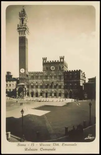 Cartoline Siena Piazza Vitt. Emanuele Palazzo Comunale 1920