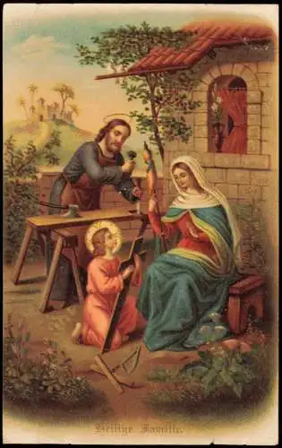 Ansichtskarte  Jesus Christus Josef als Zimmermann und Maria JReligion 1913