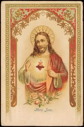 Ansichtskarte  Jesus Christus Bibel Religion Herz Jesu 1910 Goldrand