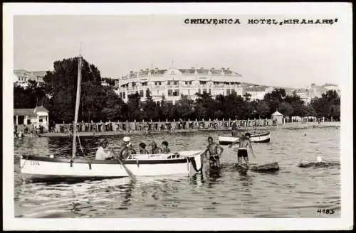 Postcard Crikvenica Cirquenizza Hotel Miramare Strandleben 1939