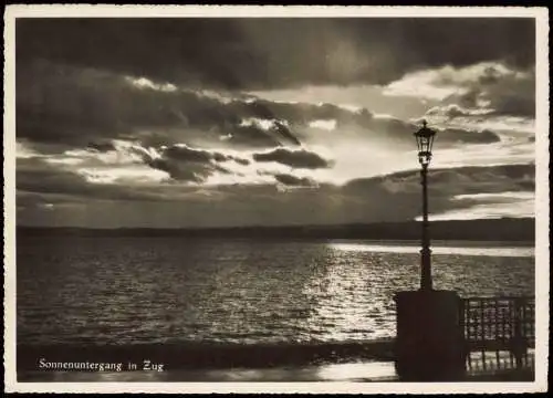 Ansichtskarte Zug Zoug | Zugo Sonnenuntergang Zugersee Stimmungsbild 1949