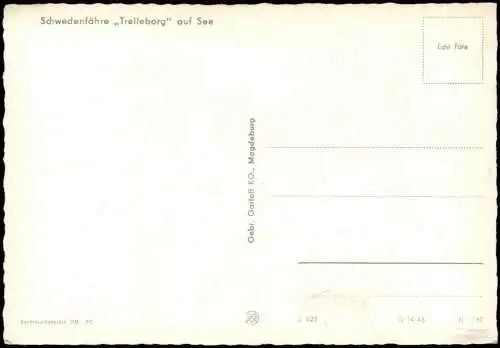 Ansichtskarte  Schiff Fähre Schwedenfähre Trelleborg auf See 1960
