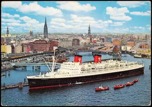 Ansichtskarte Hamburg Passagier-Schnelldampfer Hanseatic Hafen 1962