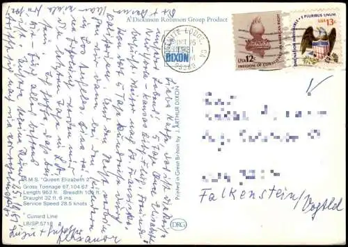 Ansichtskarte  Schiff Schifffahrt R.M.S. Queen Elizabeth 1981