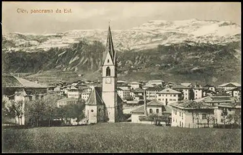 Cartoline Glöß Cles Panorama-Ansicht Clès Panorama da Est 1910/1908