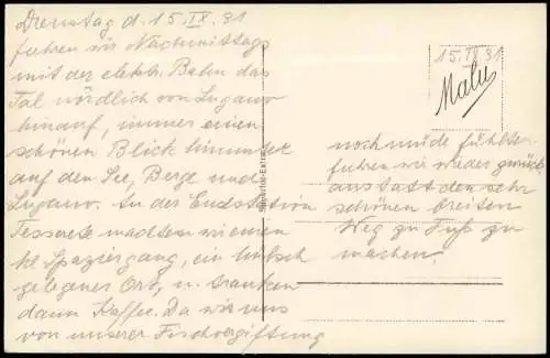 Ansichtskarte Tesserete Panorama Tesserete con Sala Capriasca 1931