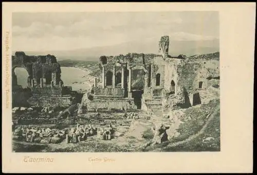 Cartoline Taormina Teatro Greco Ruinen des antikes Theater 1900