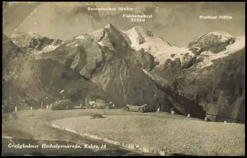 Zell am See Großglockner Hochalpenstraße, Autos Parkplatz an der Kehre 10 1936