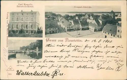 Neustettin Szczecinek 3Bild   Bahnhof Bootsstation 1900 Pommern Bahnpoststempel