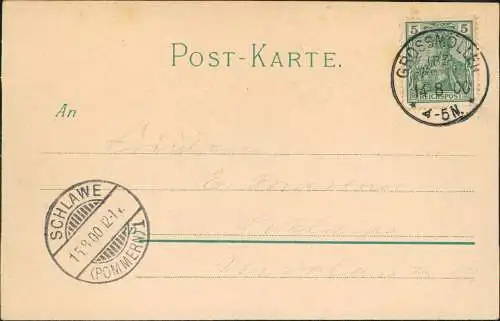 Fischer bei  Abfahrt Stimmungsbild Künstlerkarte 1900  Stempel Schlawe Pommern