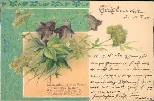 Ansichtskarte  Botanik :: Blumen Wiese Künstlerkarte 1901 Perlen