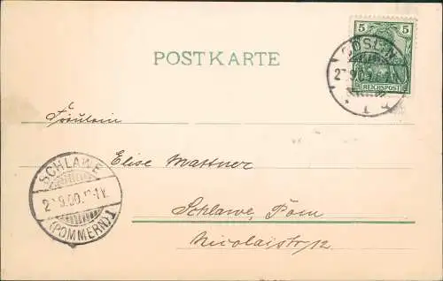 Wassermühle Baumblüte Künstlerkarte 1900  gel. Cöslin nach Schlawe