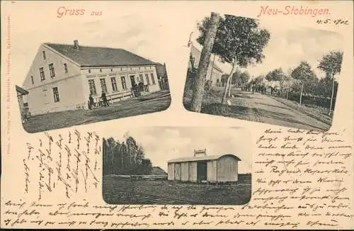 Neu Stobingen b. Insterburg 3 Bild Gasthaus Straße Ostpreußen 1902