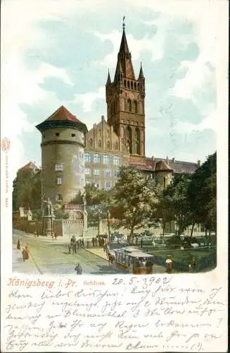 Königsberg (Ostpreußen) Калининград Straßenpartie am Schloß mit Straßenbahn 1902