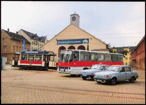 Ansichtskarte Chemnitz Wartburg Limousinen Auto Straßenbahnmuseum 2014