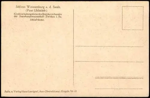 Ansichtskarte Uhlstädt-Kirchhasel Schloss Weissenburg Saale Schlafräume 1926