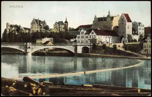 Ansichtskarte Saalfeld (Saale) Stadtpartie Brücke Restaurant 1912