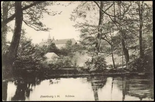 Ansichtskarte Ilsenburg (Harz) Ilsenburg Schloss vom Teich gesehen 1910