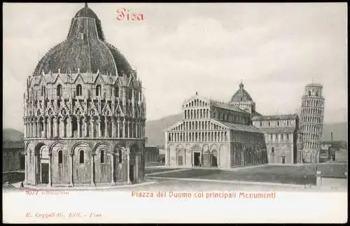 Pisa Piazza del Duomo col principali Monumenti (u. Schiefer Turm) 1900