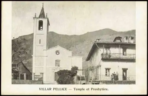 Cartoline Villar Pellice Ortsansicht, Temple et Presbytère 1910