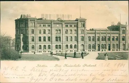 Postcard Stettin Szczecin Das Kaiserliche Postamt. Rückseite 1901  Pommern