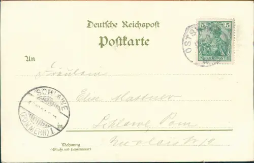 Litho AK Osternothafen  Swinemünde Świnoujście Leuchtturm bei Mondschein 1901