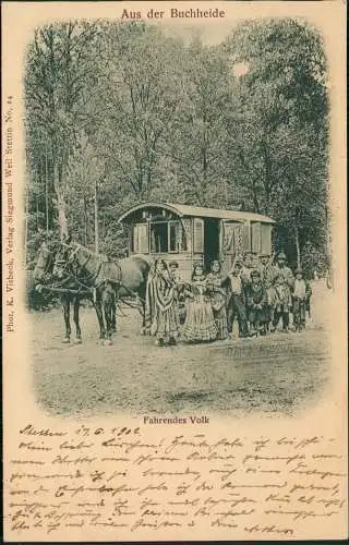 Postcard Stettin Szczecin Aus der Buchheide Fahrendes Volk 1902  Pommern