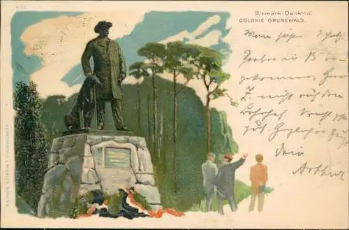 Ansichtskarte Grunewald-Berlin Bismark-Denkmal Colonie Künstlerkarte 1900