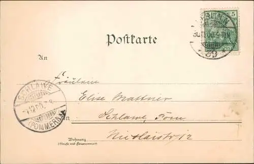 Ansichtskarte  Künstlerkarte Trompeter vor Schloß bei Mondschein 1900