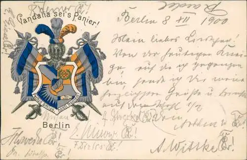 Berlin Studentika Burschenschaft Vandalia sei's Panier! 1900  Unterschriften