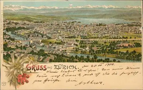 Ansichtskarte Litho AK Zürich Totale Gruss aus... 1900