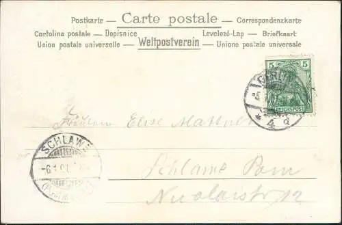 Ansichtskarte  Künstlerkarte Landschaft umrahmt von Gold - Ornament 1901