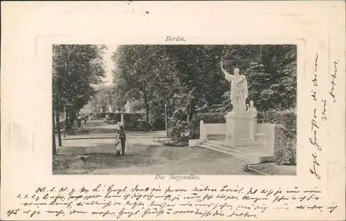 Ansichtskarte Tiergarten-Berlin Siegesallee 1901 Passepartout