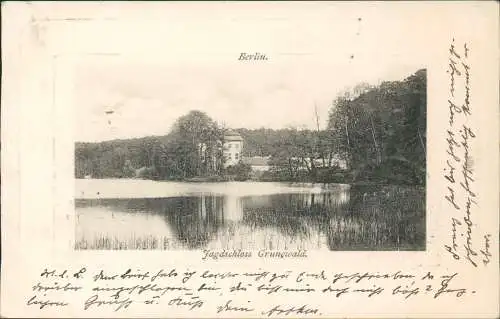 Ansichtskarte Grunewald-Berlin Jagdschloss 1901 Passepartout   Schlawe Pommern