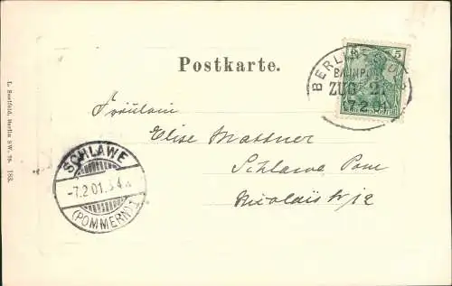 Ansichtskarte Grunewald-Berlin Jagdschloss 1901 Passepartout   Schlawe Pommern